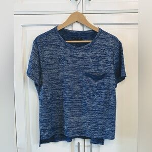 RAG & BONE/JEAN Marled Blue Stretch-Knit Short Sleeve Tee with Pocket ( Sz S )